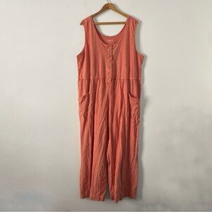 Coldwater Creek Orange Washed Distressed Oversized Flowy Jumpsuit Size XL